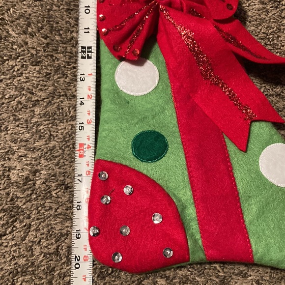 20x13” Fancy Colorful Christmas Stocking Bow, Glitter, Sequins, Pom Poms Felt - Picture 6 of 8